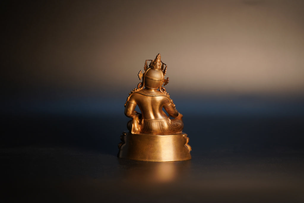Yellow Jambhala Statue - Handcrafted Pure Brass for Wealth & Abundance - Feng Shui & Buddhist Altar