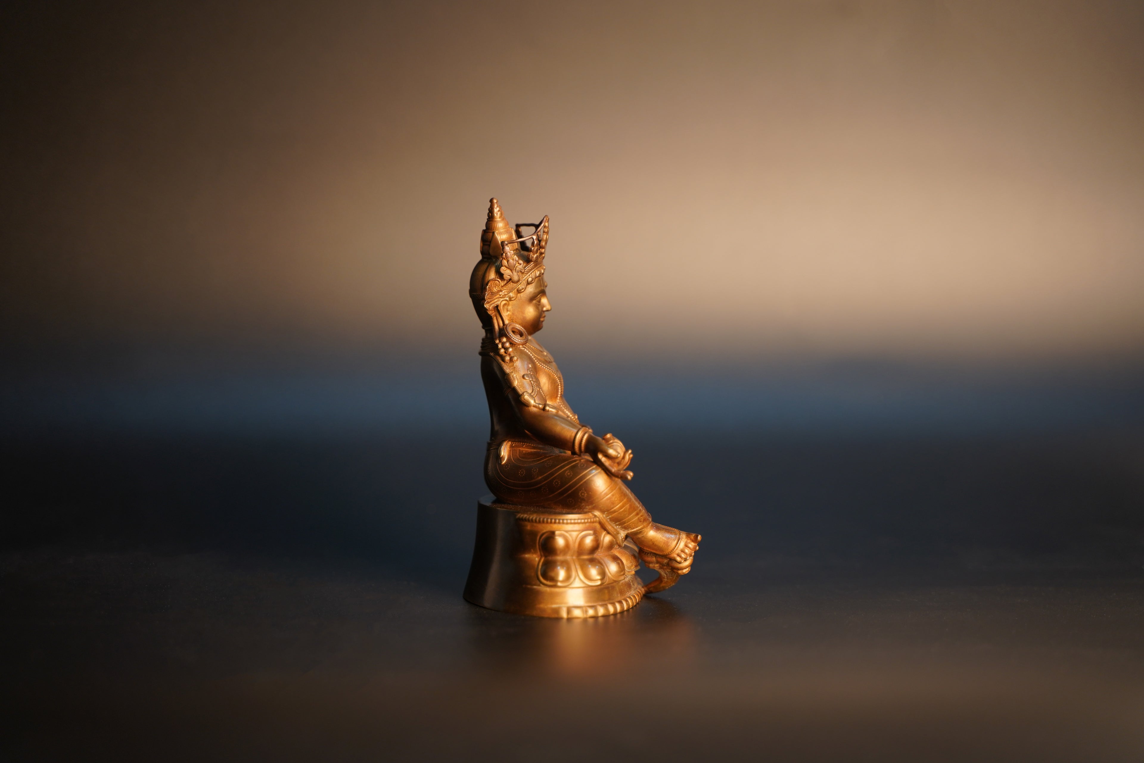 Yellow Jambhala Statue - Handcrafted Pure Brass for Wealth & Abundance - Feng Shui & Buddhist Altar